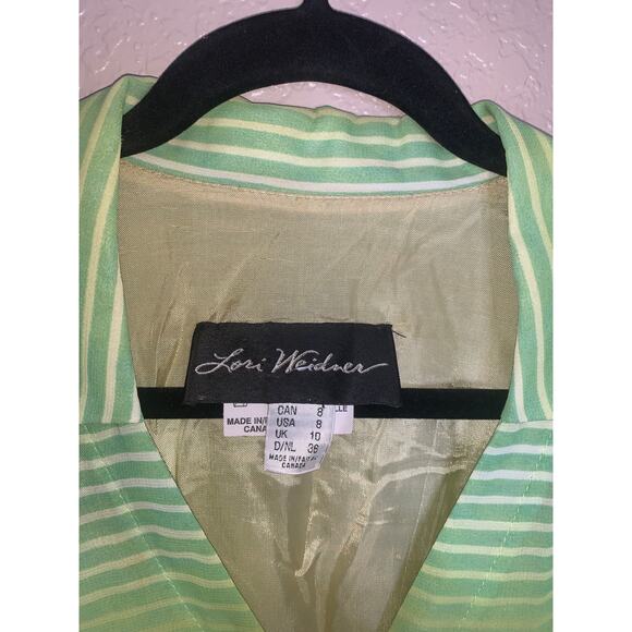 Lori Weidner Women's Green Striped Wrap Dress Size 8 - Picture 2 of 7